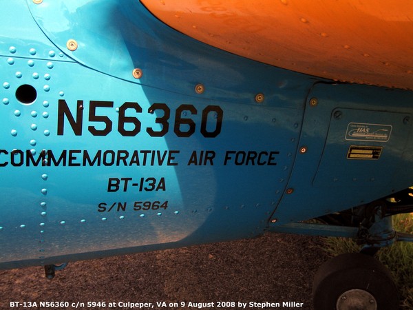 CAF Vultee BT-13A Valiant N56360